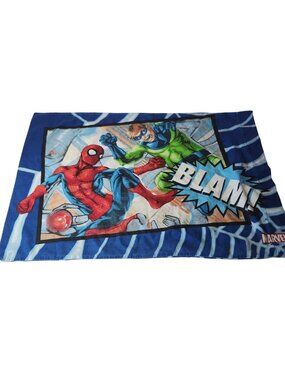 Marvel Spider-Man Comic Action Pillowcase Blue Double Sided Blam Zing Graphic